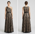 Black & Gold Lace A-Line Gown