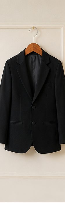Boy's Black Tailcoat Tuxedo Set with Bow Tie - image 2