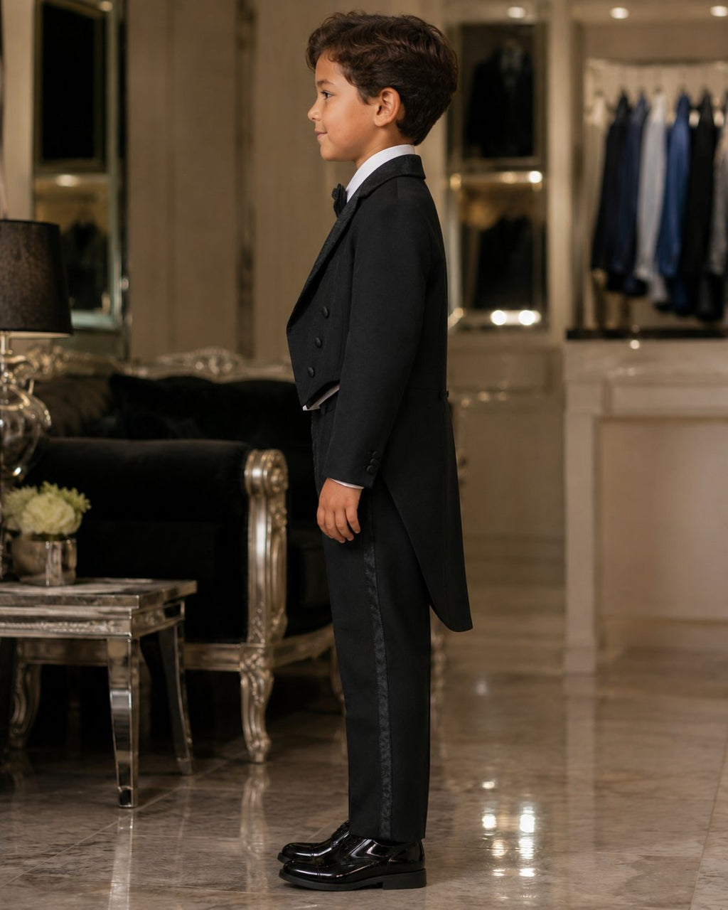 Boy's Classic Black 3-Piece Suit with Necktie - image 4