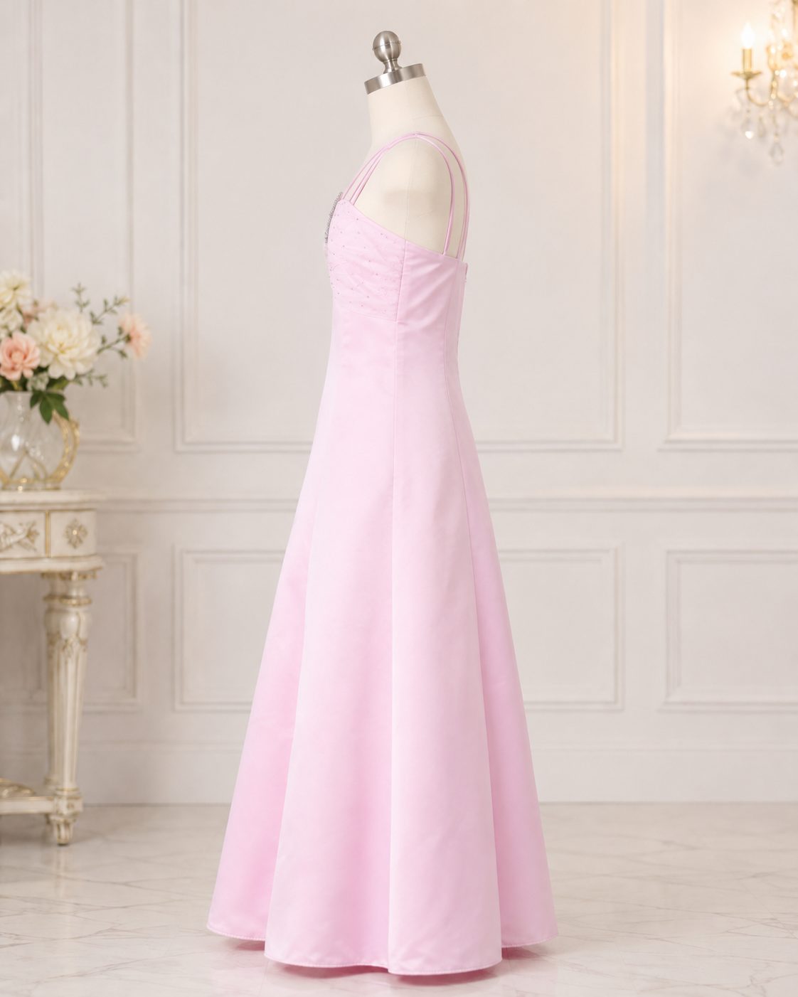 Pink Satin Twist-Bodice Flower Girl Dress - image 5