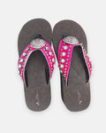 Hot Pink Beaded Rhinestone Wedge Flip-Flops - image 1