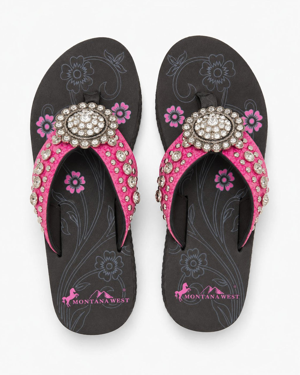 Hot Pink Beaded Rhinestone Wedge Flip-Flops - image 5