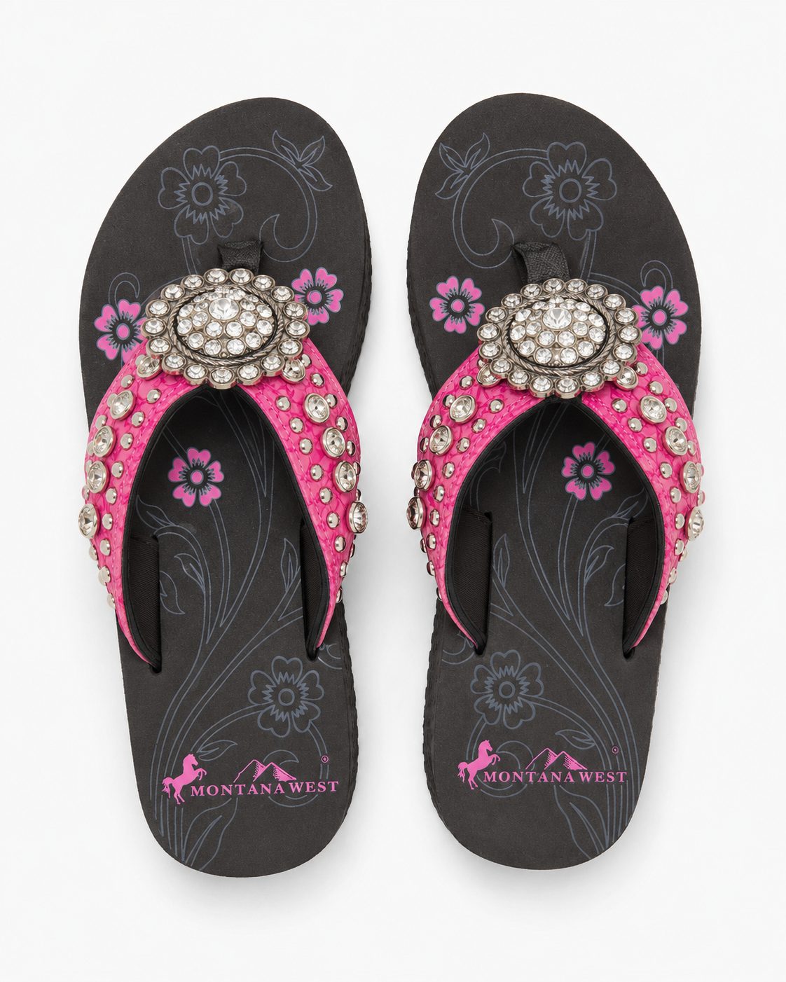 Hot Pink Beaded Rhinestone Wedge Flip-Flops - image 5