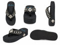 Turquoise Southwestern Beaded Wedge Flip-Flops - image 1