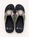 Rainbow Southwestern Beaded Wedge Flip-Flops - image 1