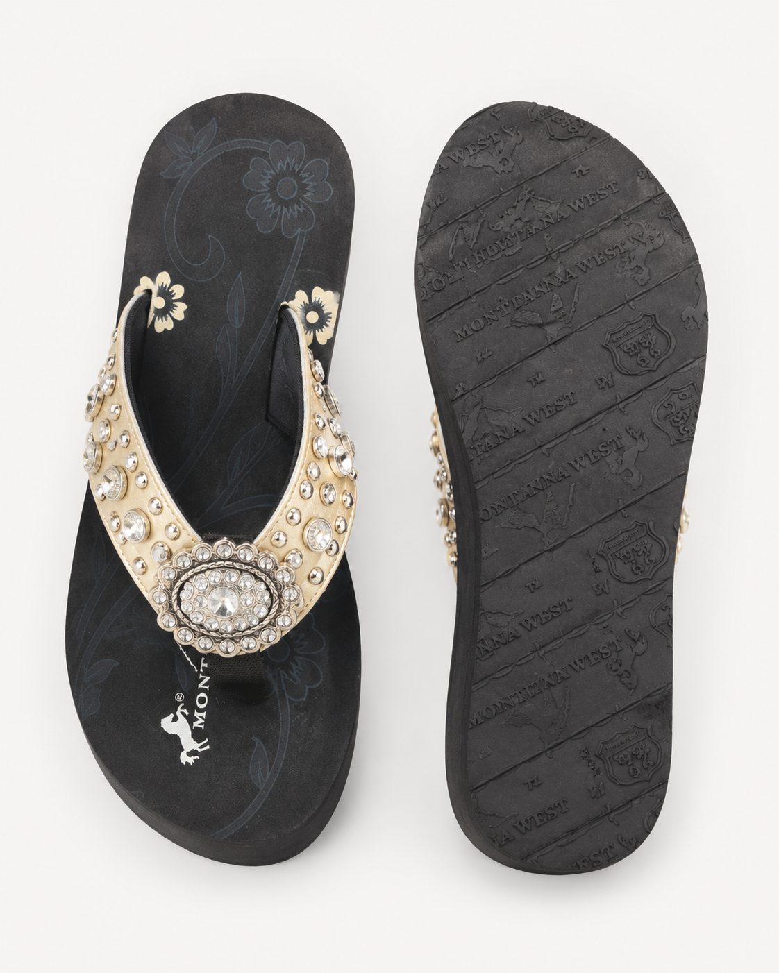 Brown Pearl-Flower Beaded Wedge Flip-Flops - image 2