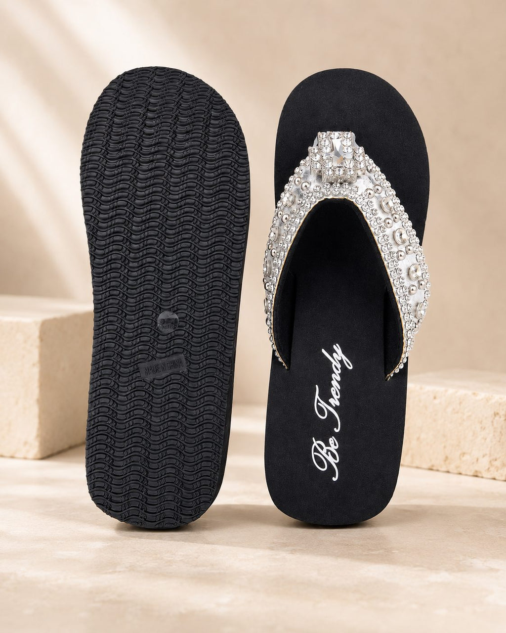 Brown Pearl-Flower Beaded Wedge Flip-Flops - image 4