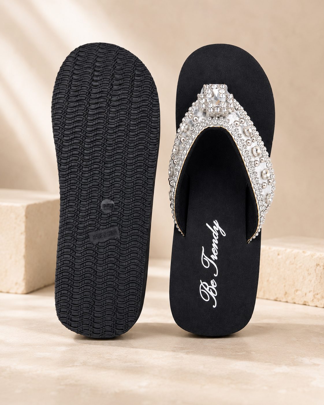 Brown Pearl-Flower Beaded Wedge Flip-Flops - image 4