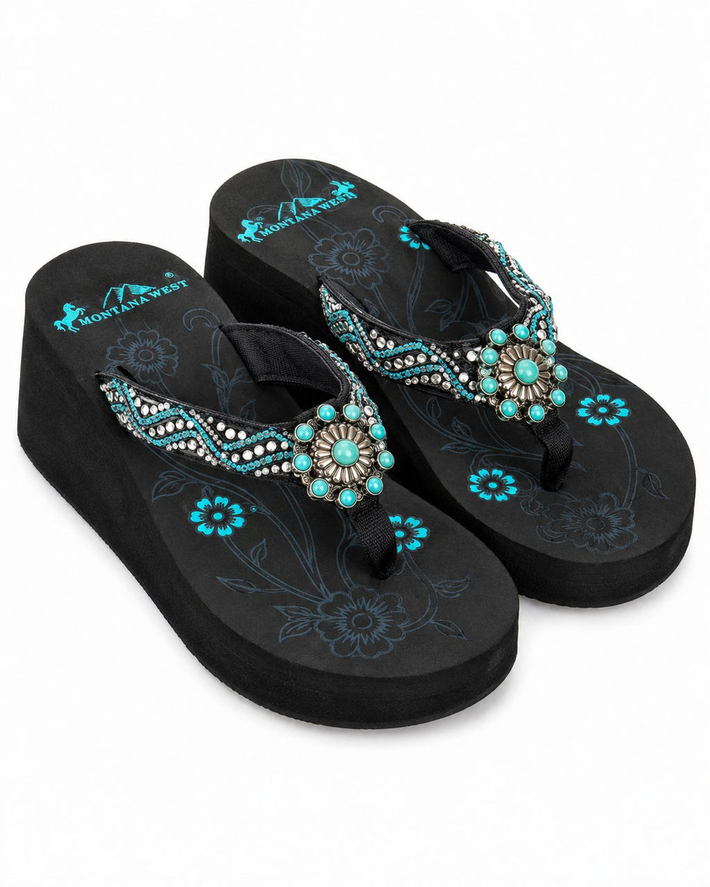Gold Beaded Wedge Flip-Flops - image 2