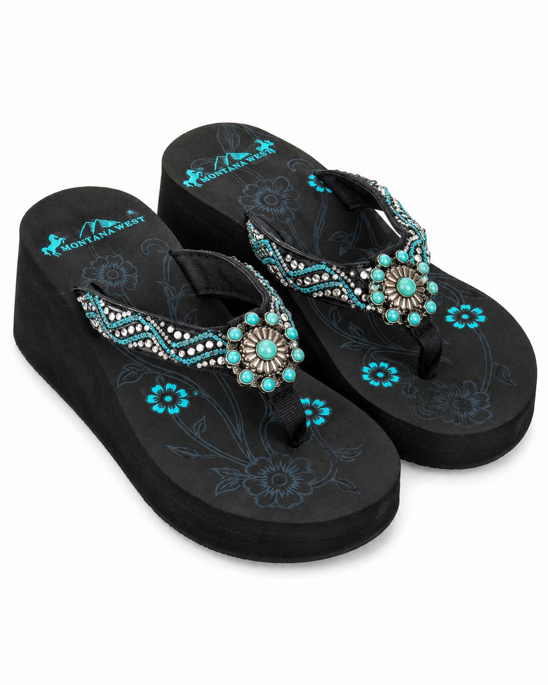 Gold Beaded Wedge Flip-Flops - image 2