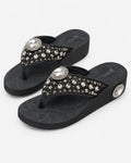 Black Beaded Flat Flip-Flops - image 1