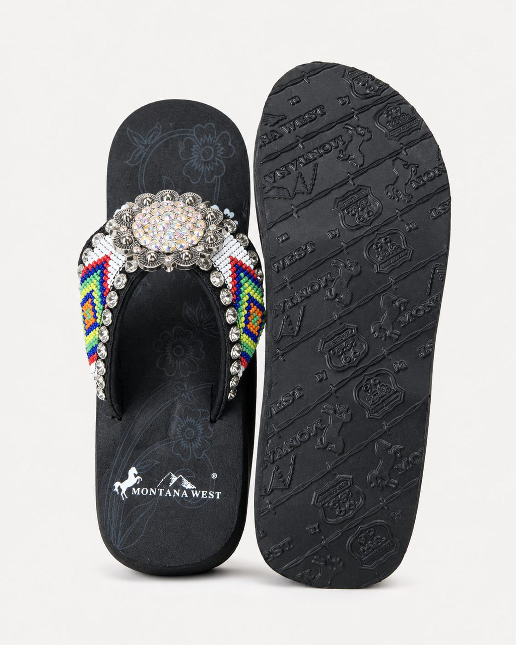 Black Beaded Flat Flip-Flops - image 2