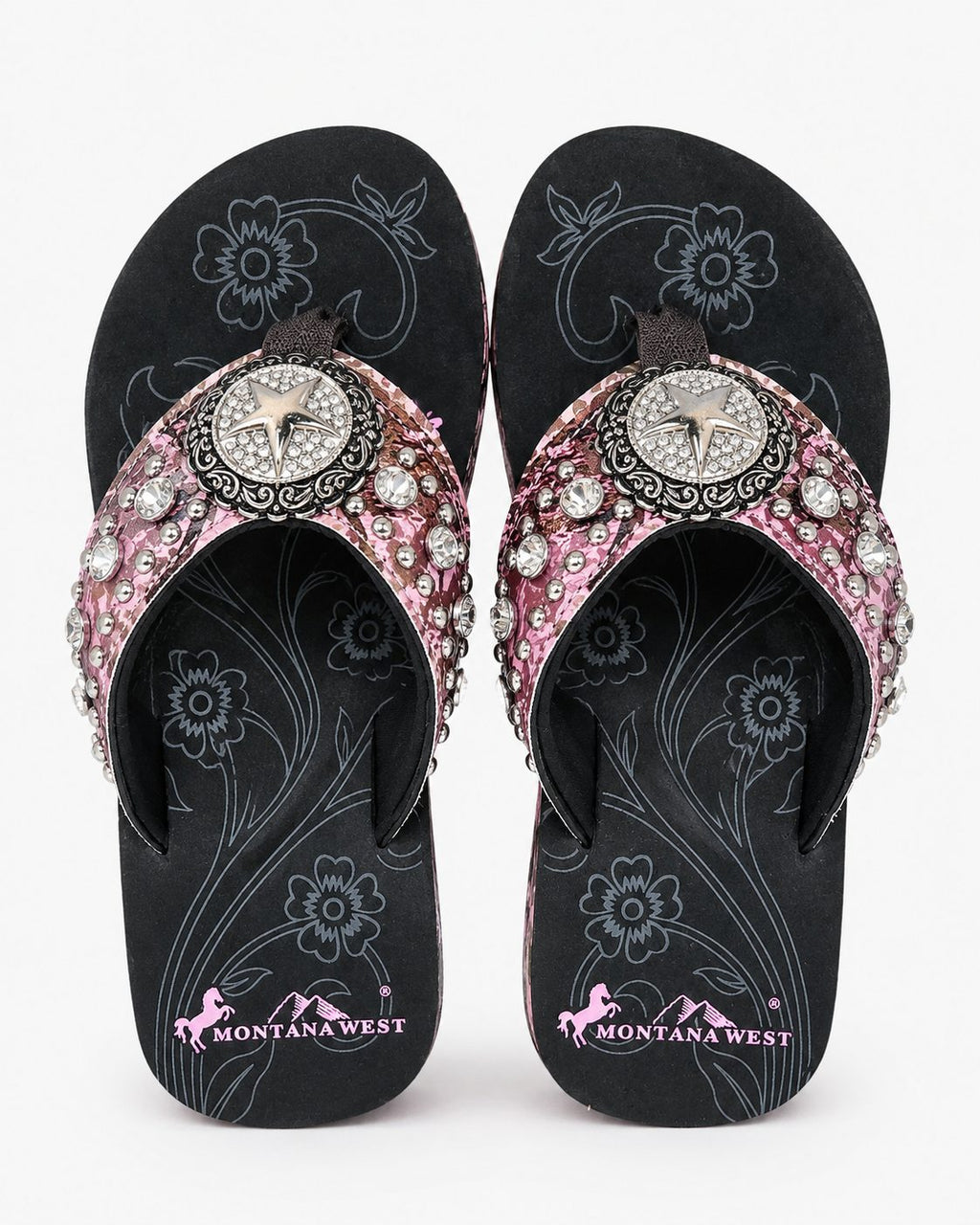 Hot Pink Rosette Concho Wedge Flip-Flops - image 1
