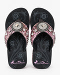Hot Pink Rosette Concho Wedge Flip-Flops - image 1
