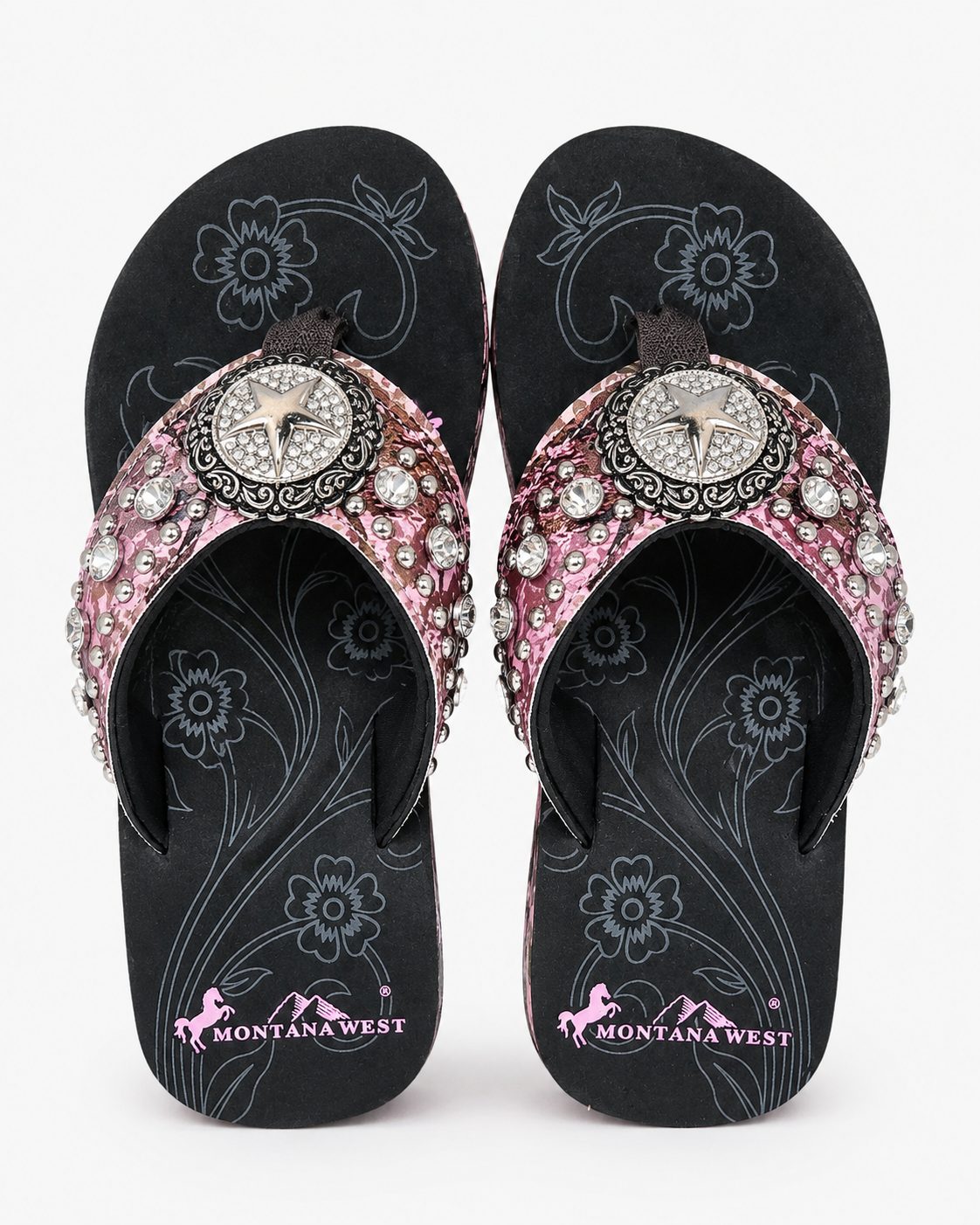 Hot Pink Rosette Concho Wedge Flip-Flops - image 1