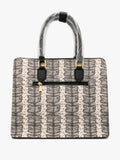 Snakeskin-Print Tote with Black Handle - image 1