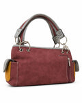 Wine Leather Satchel with Tan Trim - image 1