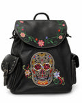 Black Embroidered Sugar-Skull Backpack - image 1