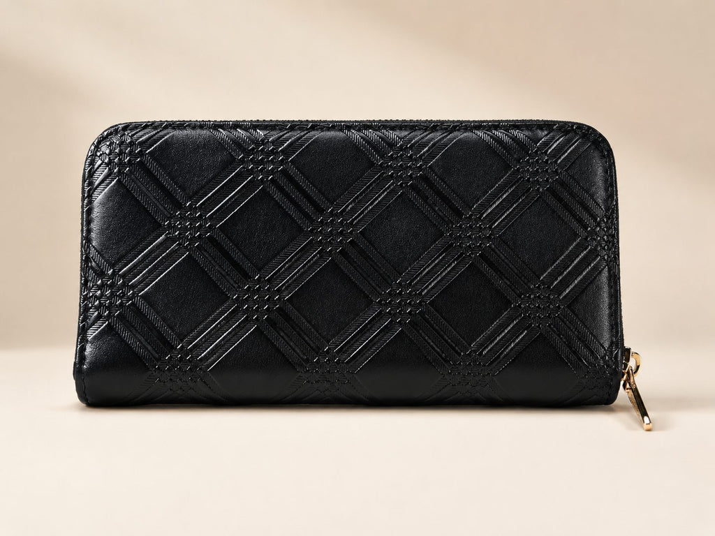 Black Diamond-Quilted Zip Wallet - image 1