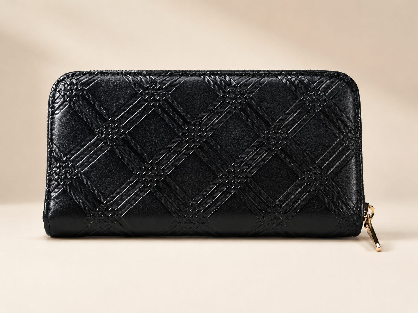 Black Diamond-Quilted Zip Wallet - image 1