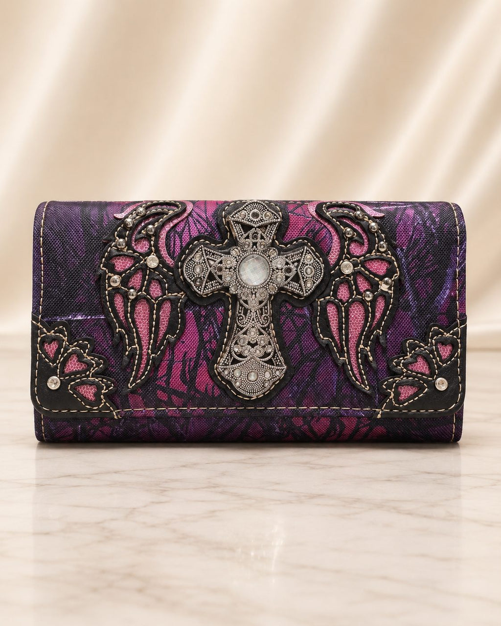 Purple Camo Winged-Cross Wallet - image 1