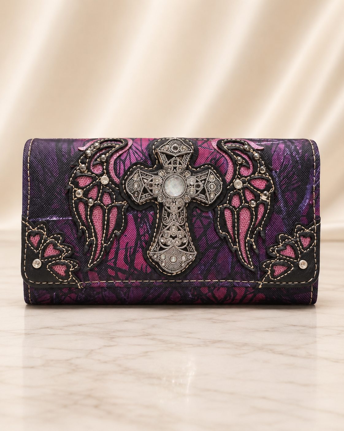 Purple Camo Winged-Cross Wallet - image 1
