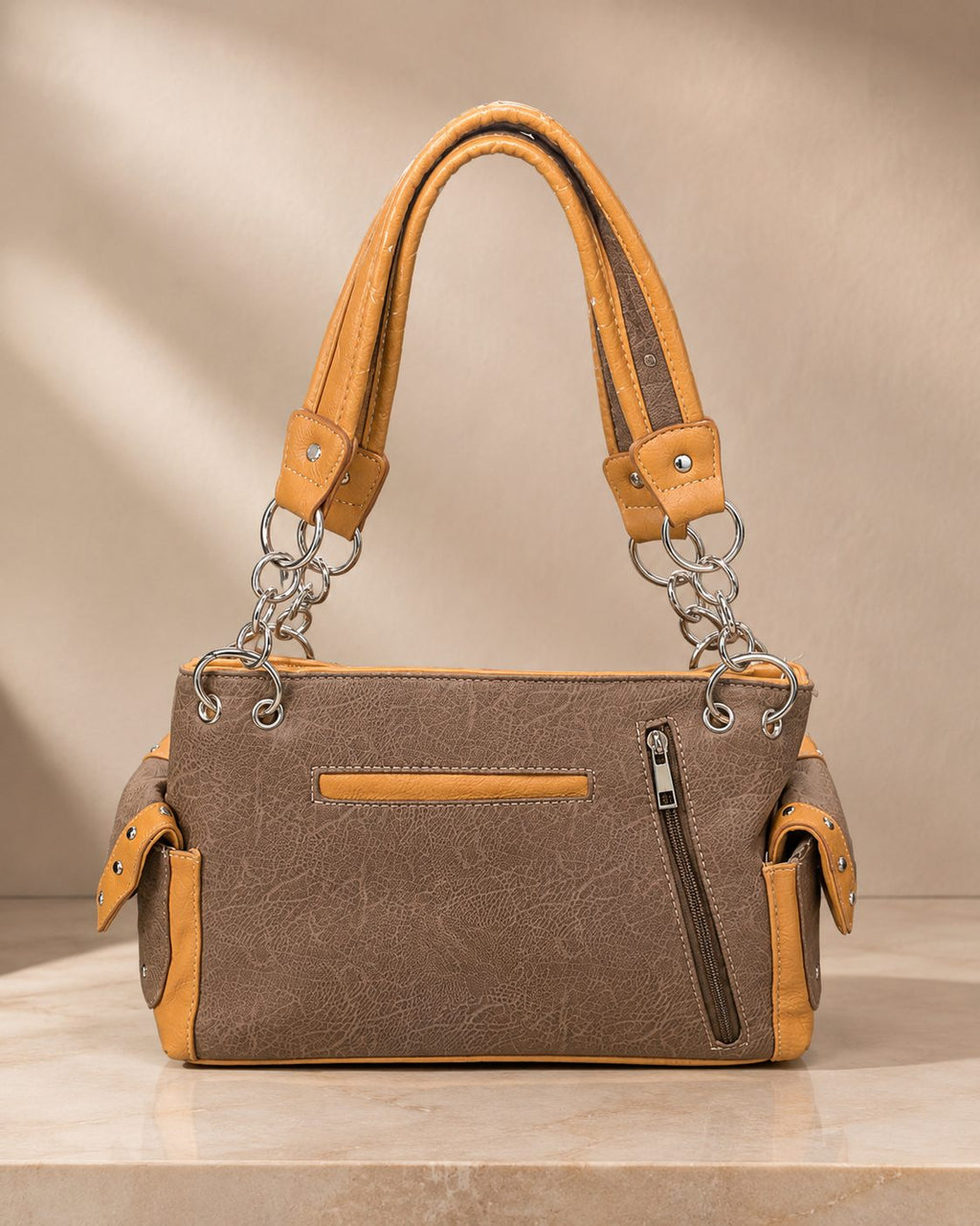 Taupe Suede Crossbody Wallet Bag - image 1