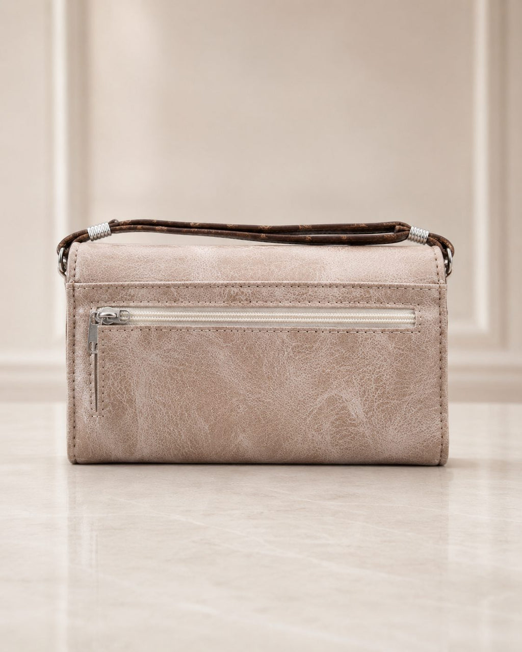 Taupe Suede Crossbody Wallet Bag - image 2