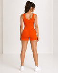 Ribbed Zip-Front Romper - Black - image 1