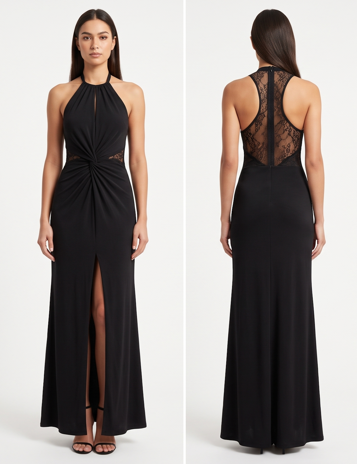 Black Twist-Front Jersey Gown