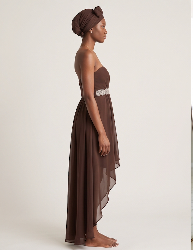 Chocolate Strapless High-Low Gown